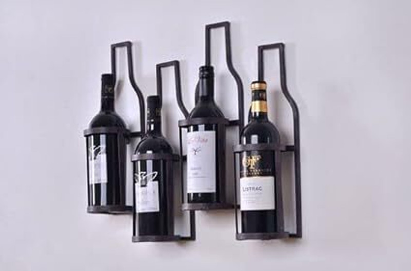 ICON CREATION Wine 4 Rack Bottle Holder Metal Wall Mounted Wine Rack Display Bottle Holder Iron Glass Holder, Wine Rack, Iron Holder, Dish Drainer, Utility Rack
