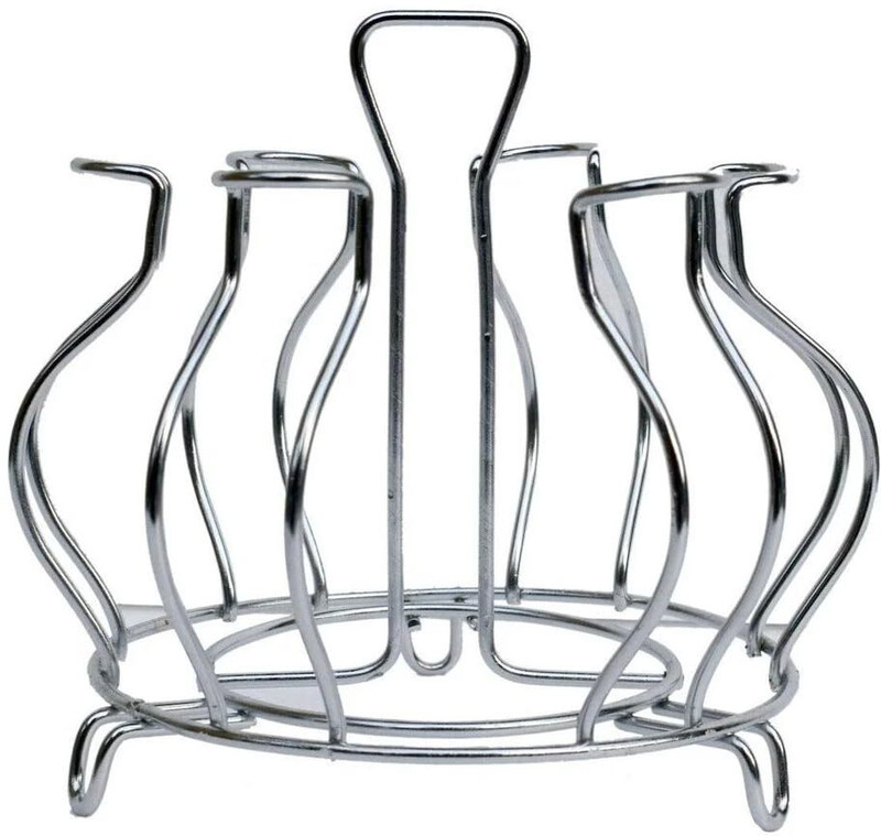 Rajwadi Premium Heavy Duty 6-Holder Wall Hanging Stand Stainless Steel Glass Holder