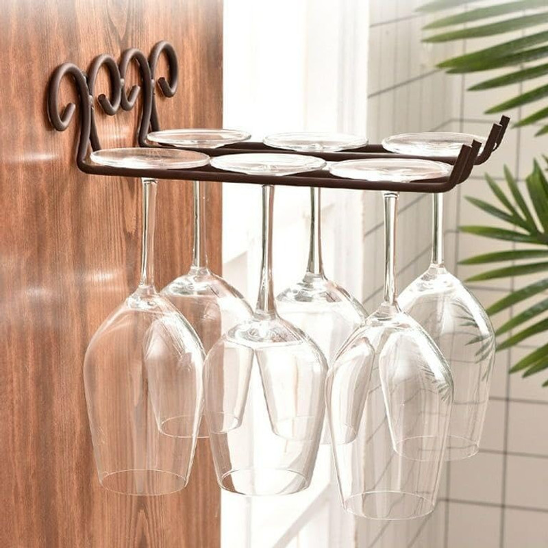 ICON CREATION Hanging Metal Wine Glass Rack Organizer for Pubs (Pack of 4) Iron Glass Holder, Wine Rack, Iron Holder, Dish Drainer, Utility Rack
