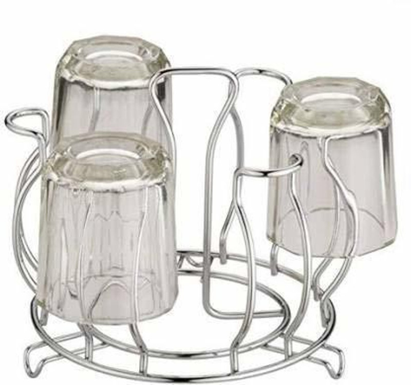 Shiri Steel Glass Stand Holder for Kitchen Table Glass Stand for 6 Glasses Steel Glass Holder