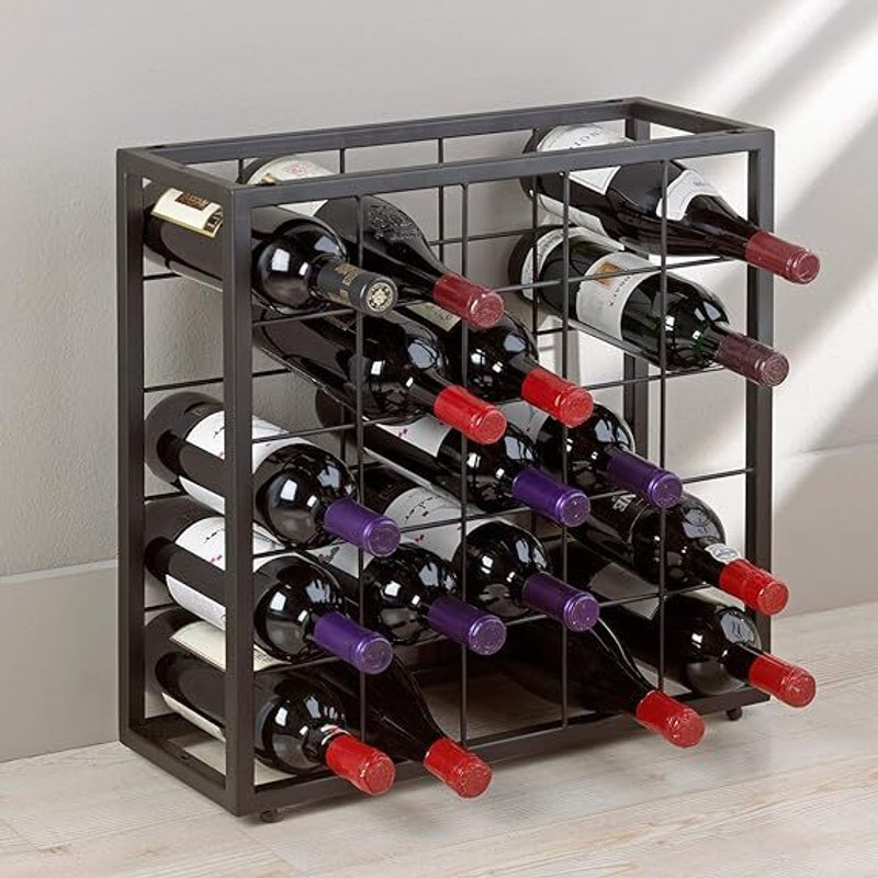 Indian Decor 10031 Wine Enthusiast Steel 25 Bottle Stackable Grid / Wine Storage Rack Iron Glass Holder
