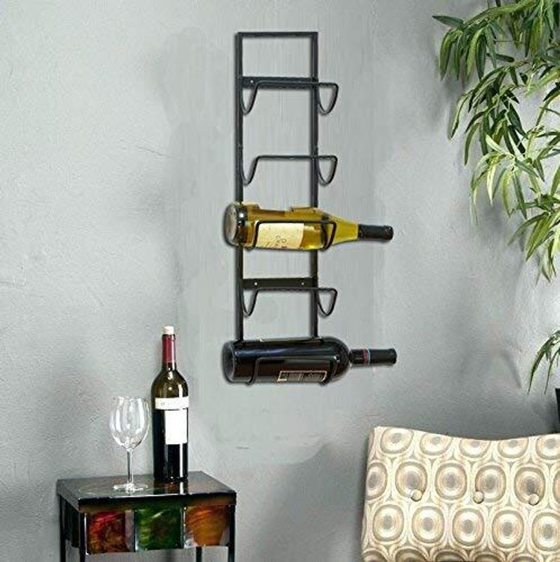 Indian Decor Metal Tabletop 24-Bottle Rectangular Wine Bottle Display Rack Iron Glass Holder