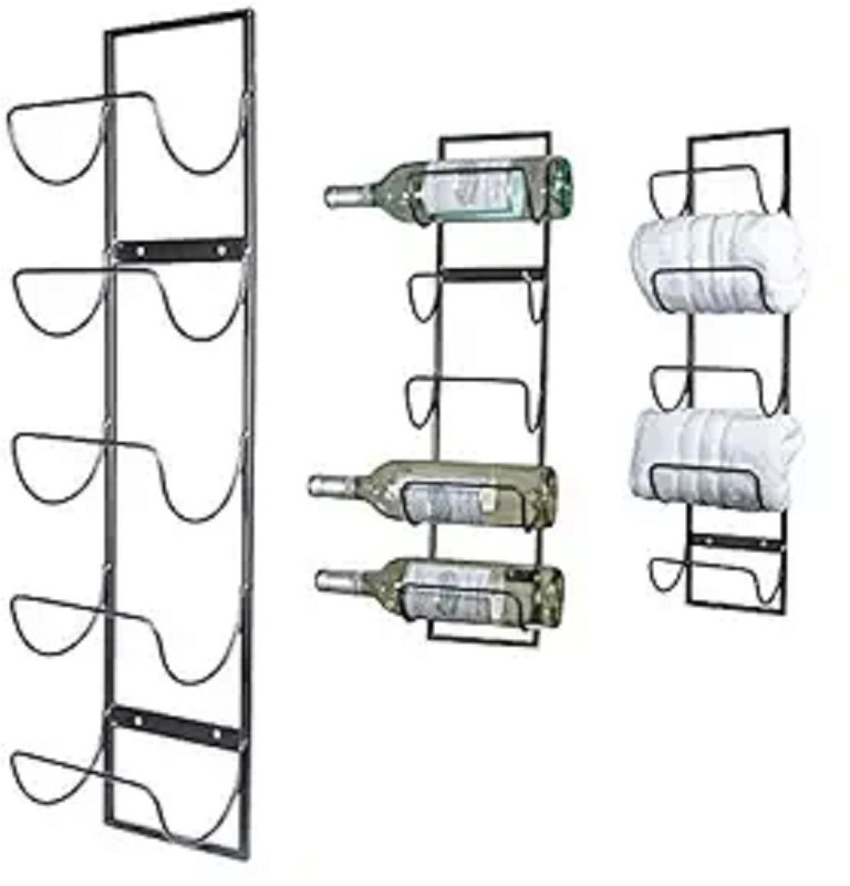 Indian Decor 3188 Metal Modern Style Wall Mounted Wine Bottle Holder Rack Iron Glass Holder
