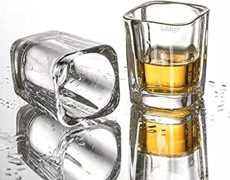 Coozico (Pack of 2) Crystal Clear Short Glasses Set of 2 Pcs for Vodka Glass Shot Glass(60 ml, Glass, Clear)