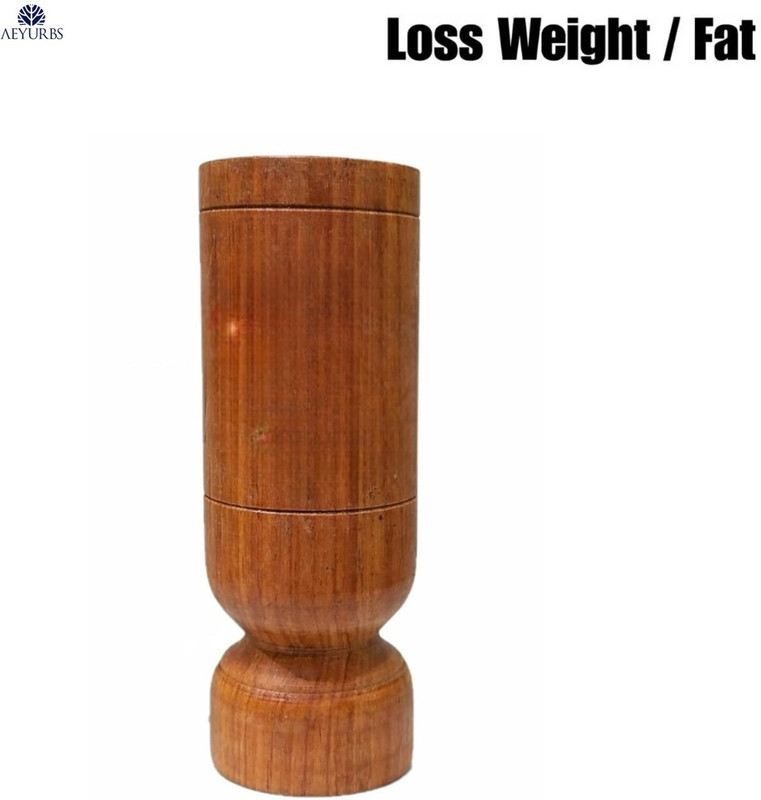 AEYURBS Weight Loss Wooden Glass Vijaysar Fat Reduction Detox Body Cup Glass Water/Juice Glass(100 ml, Wood, Brown)