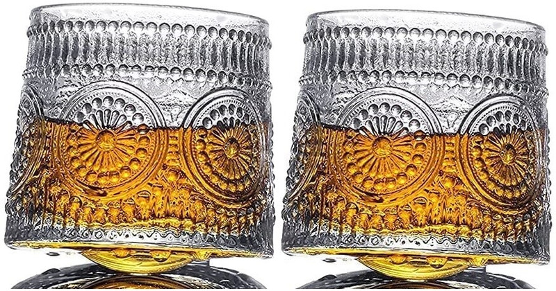 TINSUHG (Pack of 2) Dancing Whiskey Glass Glass Whisky Glass(170 ml, Glass, Clear)
