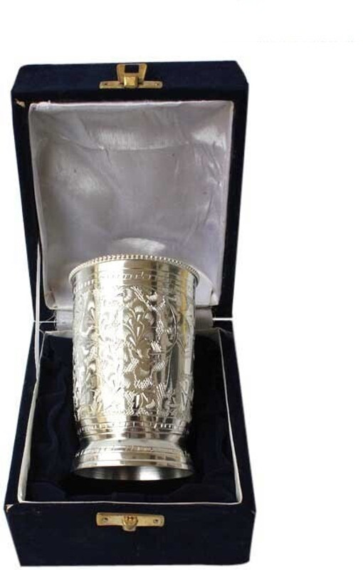 Metalmastery SILVER GLASS SINGAL(SG5) Glass Water/Juice Glass(200 ml, Silver, Silver)