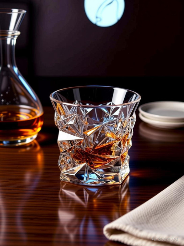 NEWTOWN Diamond Design Crystal Cut Whiskey Glass Set (300 ml) (2) Glass Set Whisky Glass(300 ml, Glass, Clear)