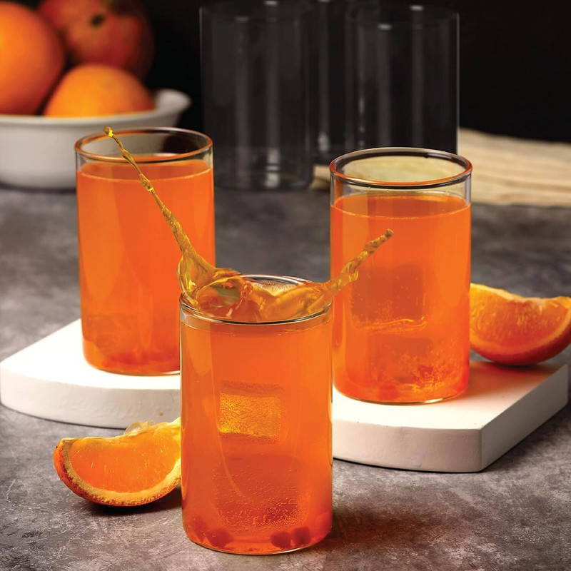 Femora (Pack of 6) Borosilicate Transparent Juice Glass Set Water/Juice Glass(350 ml, Glass, Clear)