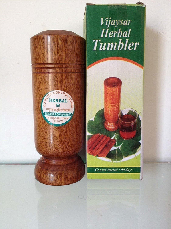 STUFFCOLLECTION Wooden Sugar Control Glass| Vijaysar Herbal Tumbler Glass 100 ML Glass (100 ml ) Glass Water/Juice Glass(100 ml, Wood, Brown)
