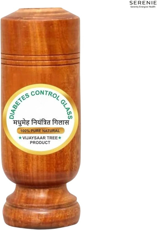 SERENIE SERENITY ENERGIZE HEALTH (Pack of 2) Ayurvedic Diabetes Control Glass Sugar Balance Support Herbal Glass Glass Water/Juice Glass(100 ml, Wood, Light Brown)