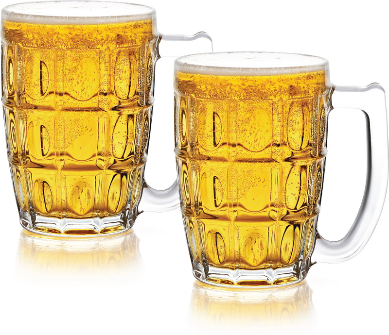 cello (Pack of 2) Executive Mug with Handle | Scratch Resistant & Easy to Clean | Glass Set Beer Glass(400 ml, Glass, Clear)