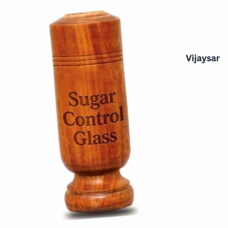 Vijaysar Wooden Glass | Sugar Care Tumbler | Ultra Strong Herbal Wooden Glass Build Glass Water/Juice Glass(100 ml, Wood, Brown)