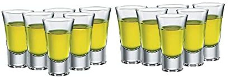 Adhunyk (Pack of 6) ROUND SHORT GLASSES Glass Set Shot Glass(40 ml, Glass, Clear)