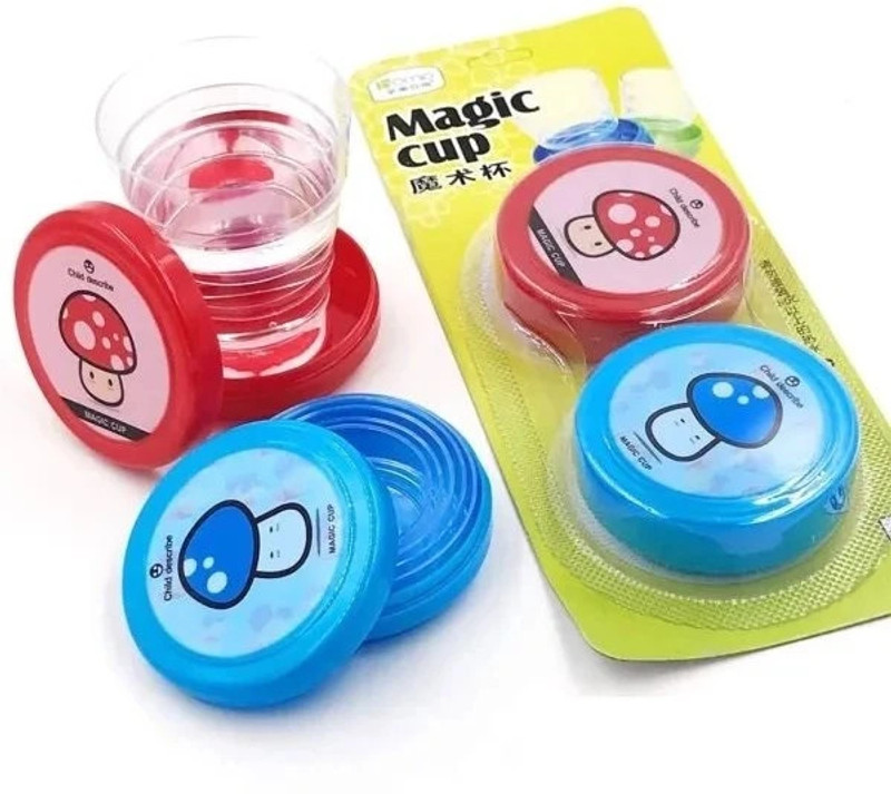 DECRONICS (Pack of 2) Magic Cup Collapsible Foldable Retractable Cup Glass for Outdoor Travel Gift Mug Glass Set Water/Juice Glass(80 ml, Plastic, Multicolor)