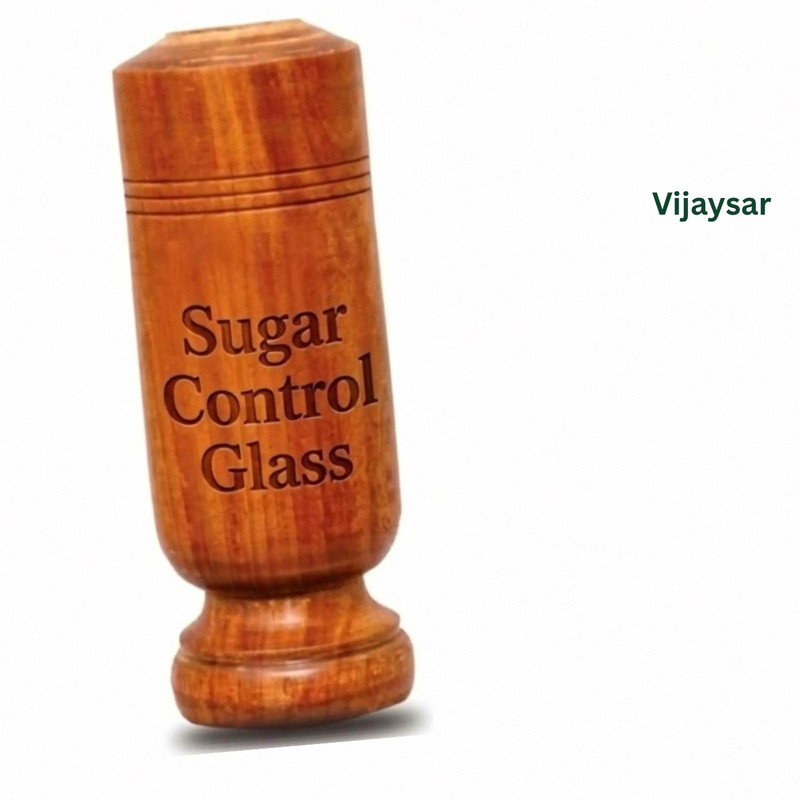 VIJYASAR Diabetes Control Glass | Wooden Glass For Sugar Patient | Intensive Daily Glass Water/Juice Glass(100 ml, Wood, Brown)