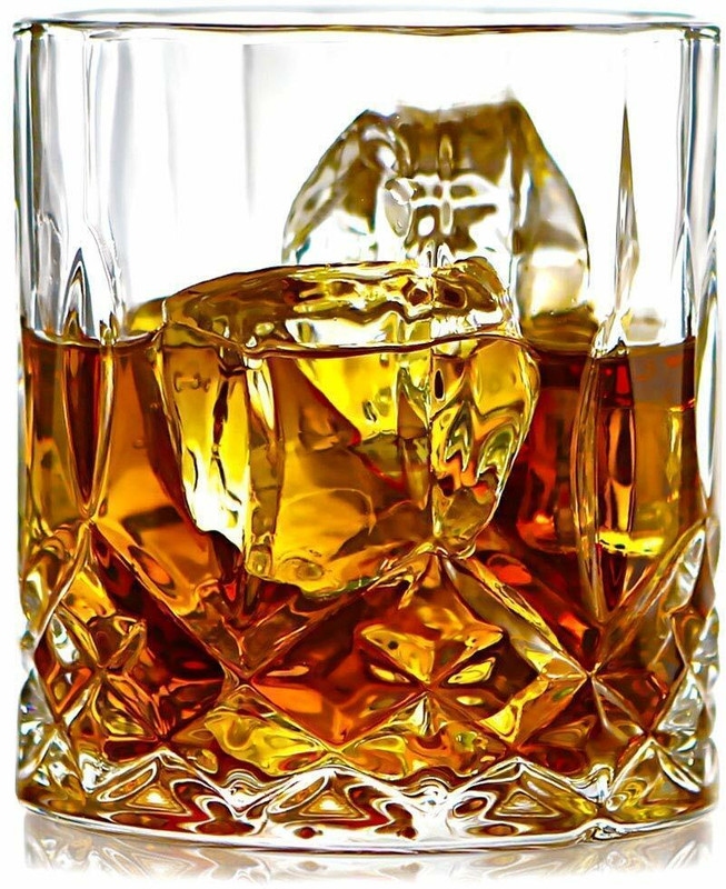 VLKMK (Pack of 6) Whiskey Glass ,Bourbon Glasses for New Fashioned Cocktails, Scotch Glasses, Perfect Rocks Glass (pack of 6 , 350ml) Glass Set Whisky Glass(350 ml, Glass, Clear)