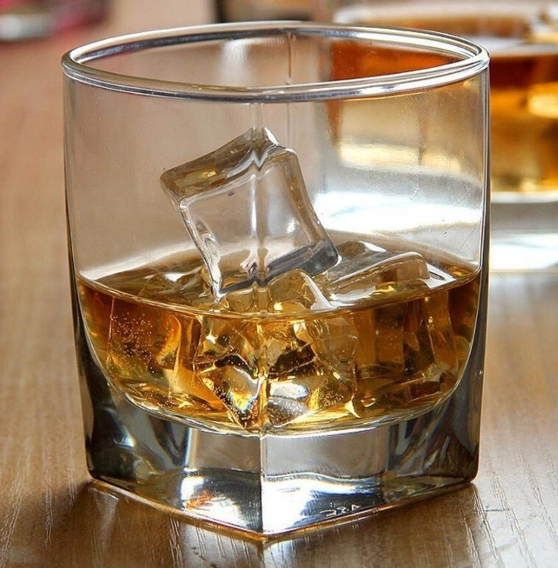 MOBHADA (Pack of 6) Whiskey Transperent Plaza Square 300 ml Pack of 6 Glass Set Whisky Glass(300 ml, Glass, Multicolor)