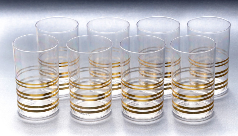 Finner (Pack of 8) Gold bodar Clear Transparent Water & Juice Glass plastic Glass (300 ml,Plastic) Glass Set Water/Juice Glass(300 ml, Plastic, White)