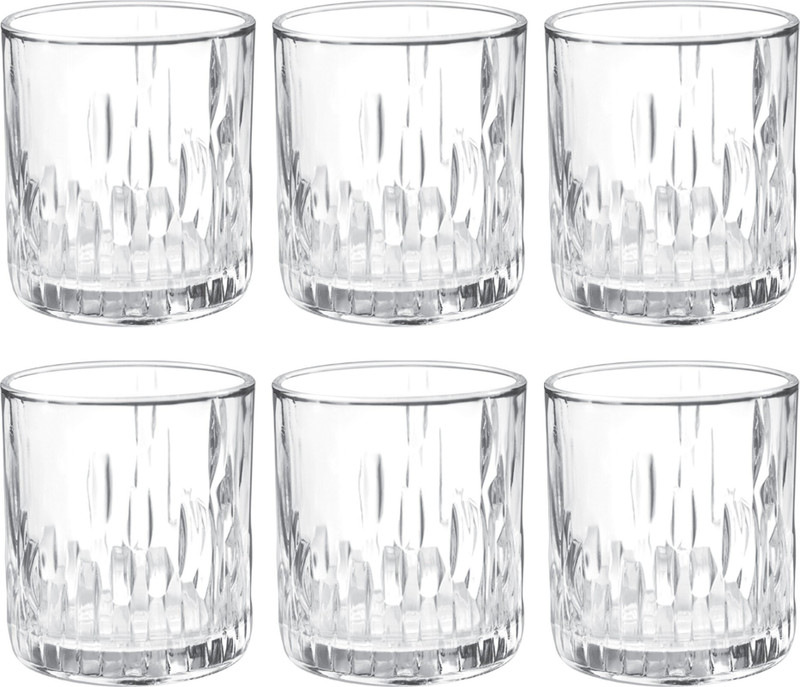 TREO (Pack of 6) Steps 330 Whiskey Glass Tumbler, Set of 6, 330 ml Each, Transparent Glass Set Whisky Glass(330 ml, Glass, Clear)
