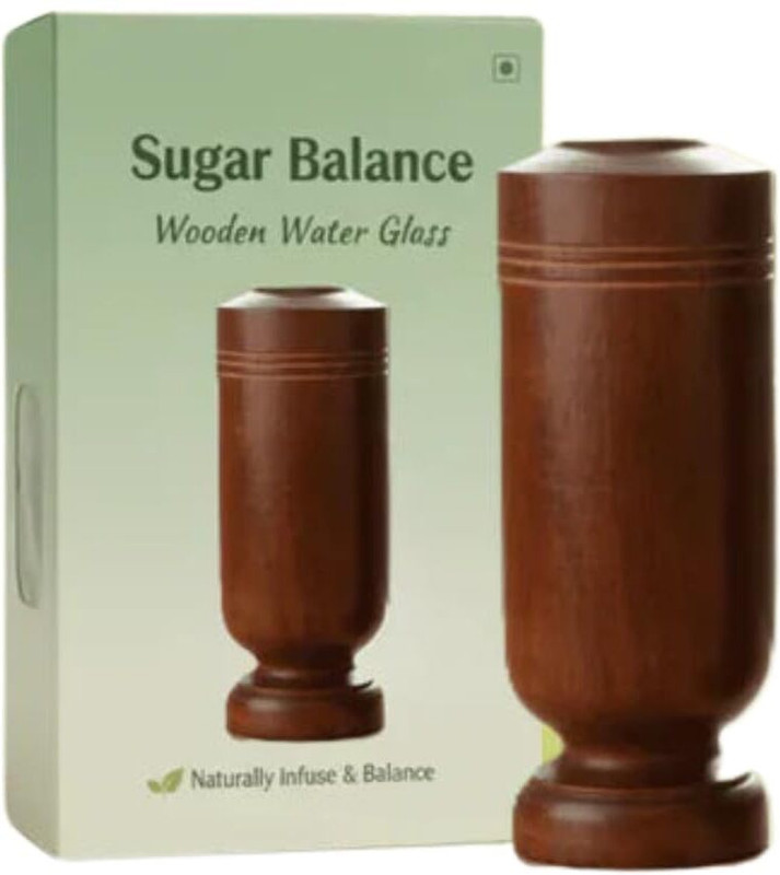AVENIC Sugarcare Balance Wooden Water Glass Glass Water/Juice Glass(199 ml, Wood, Brown)