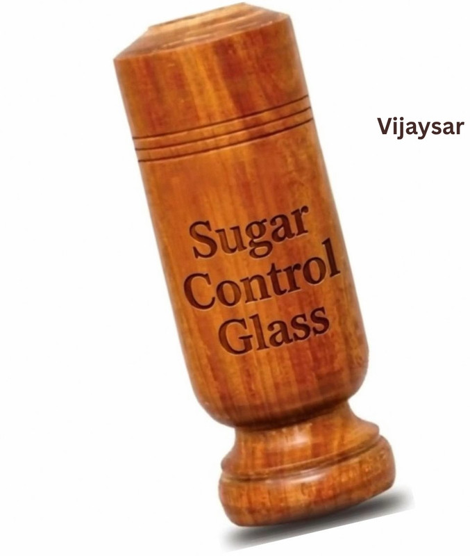 VIJYASAR Sugar Control Glass | Sugar Solution Glass | Comfort Fit Diabetes Control Glass Glass Water/Juice Glass(100 ml, Wood, Brown)