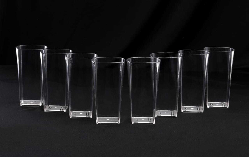 Finner (Pack of 8) 8 pcs glass square Clear plastic Glass Set Water/Juice Glass(300 ml, Plastic, White)