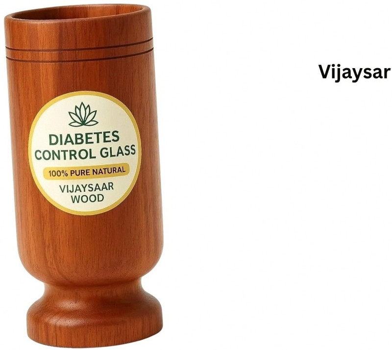 VIJYASAR Sugar Patient Glass | Maximum Health Support Wooden Glass Edition - Encourages Glass Water/Juice Glass(100 ml, Wood, Brown)