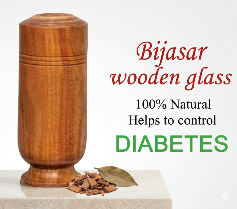 Vijaysure Vijaysar Ki Lakdi Ka Glass for Sugar Glass Water/Juice Glass(100 ml, Wood, Brown)