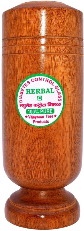 Shri Shri Handicraft Vijaysar Wooden Tumbler Glass : Ayurvedic Solution for Diabetes, and Blood Sugar Glass Water/Juice Glass(30 ml, Wood, Brown)
