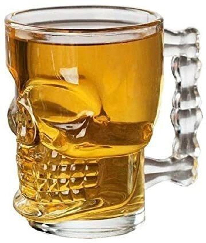 CHIKA SKULL BEER MUG Glass Beer Mug(450 ml, Glass, Clear)