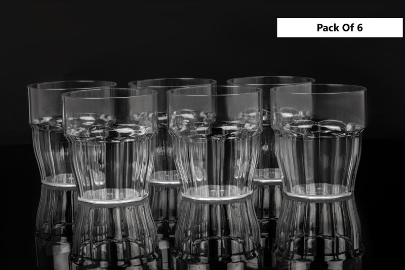BELLERBIRD (Pack of 6) Cold Drink , Water , Juice ,Beer ,Cocktail ,Hot Beverage Glass Set Water/Juice Glass(295 ml, Plastic, Clear)