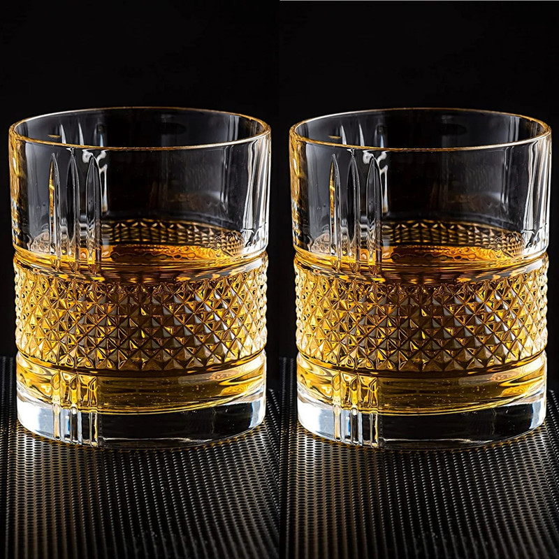 otak (Pack of 2) Imported Bourbon Scokch Brandy Juice Tumbler for Drinks Liquor Glass Whisky Glass(320 ml, Glass, Clear)