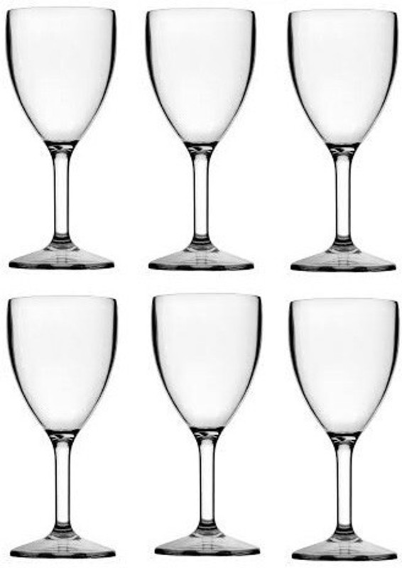 Everbuy (Pack of 6) Multi Purpose Unbreakable Drinking Wine Glass Set, ABS Poly Carbonate Plastic,150 ml Capacity Each, Clear Glass (Set of 6) Glass Set Wine Glass(150 ml, Plastic, Clear)