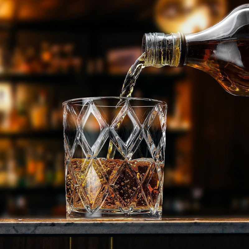 VLKMK (Pack of 6) Fashioned Whiskey Glasses, Bourbon Glasses, Premium Scotch Glasses, Rocks Glasses, Cocktail Glasses, Clear Rum Glasses, Bar Glasses, Whiskey Glasses for Men (350 ml , pack of 6) Glass Set Whisky Glass(350 ml, Glass, Clear)