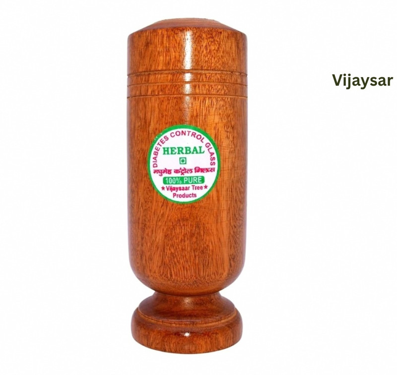 VIJYASAR Diabetes Control Glass | Herbal Diabetes Control Glass | Signature Diabetes Glass Water/Juice Glass(100 ml, Wood, Brown)