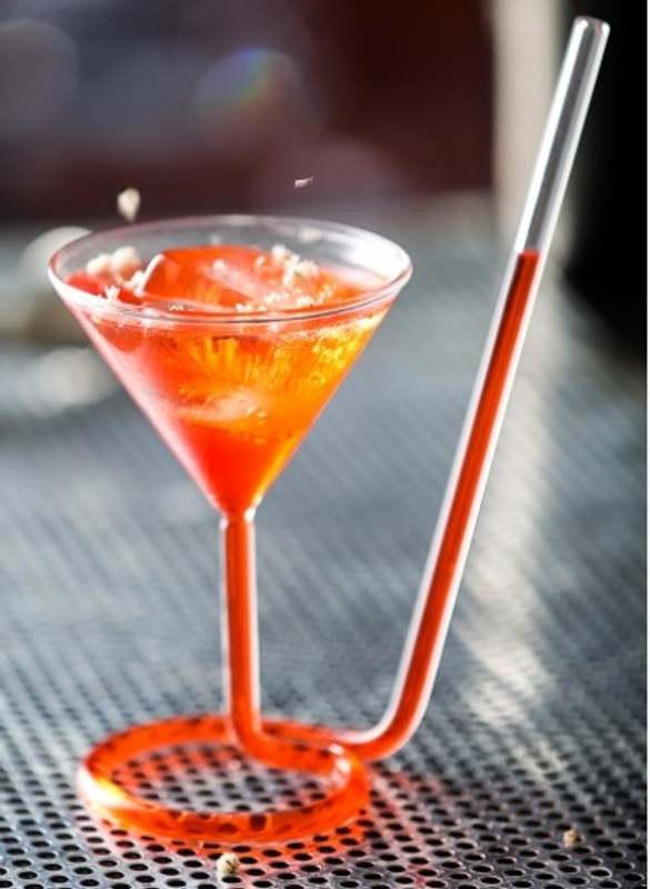 Melbify (Pack of 2) Roll Sip with inbuilt Straw 2Pc Martini Vodka Zin Mocktail Premium Imported Glass Cocktail Glass(200 ml, Glass, Clear)