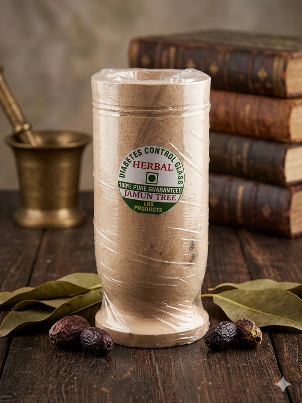 ROPESTORE Herbal Jamun Wood Glass 180 ML | Jamun ki lakdi ka glass for sugar control Glass Water/Juice Glass(180 ml, Wood, Beige)