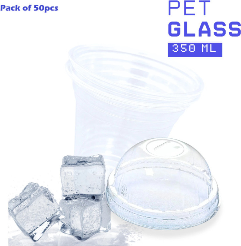 Chikhil (Pack of 50) PET GLASSES Glass Water/Juice Glass(350 ml, Plastic, Clear)