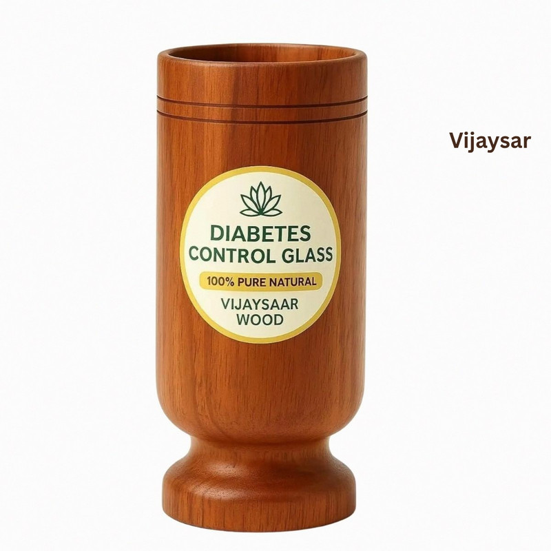 VIJYASAR Wooden Detox Glass | Complete Vijaysar Wooden Glass Wellness Solution - Glass Water/Juice Glass(100 ml, Wood, Brown)