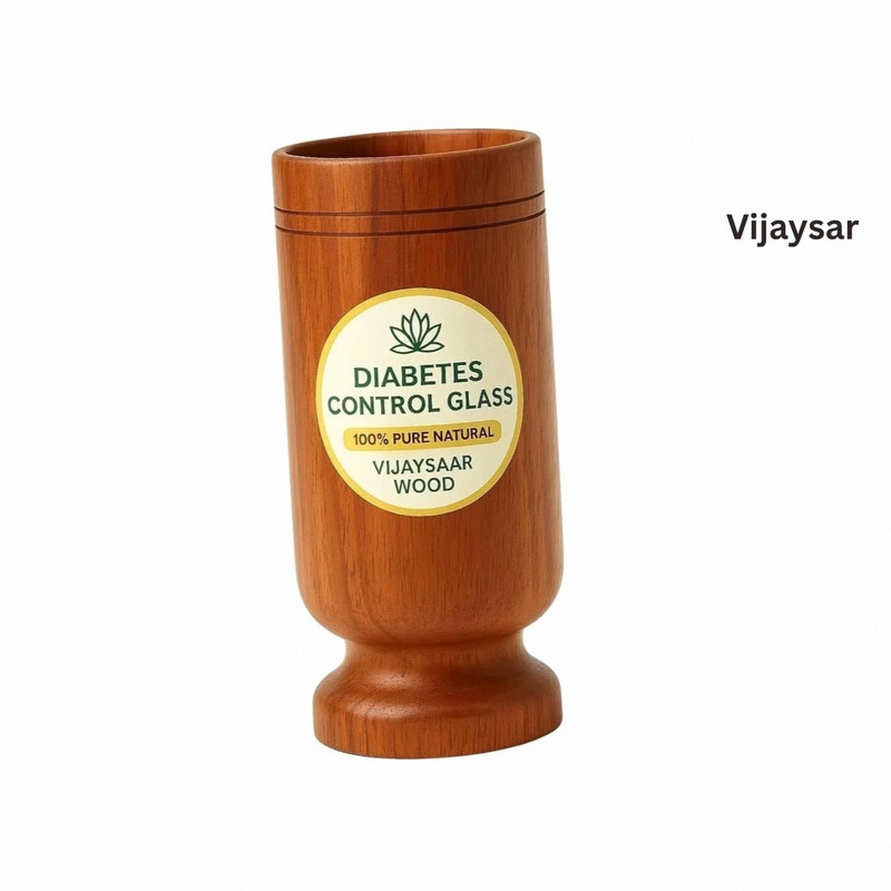 VIJYASAR Vijaysar Herbal Tumbler | Exclusive Vijaysar Glass Premium Series - Assists in Glass Water/Juice Glass(100 ml, Wood, Brown)