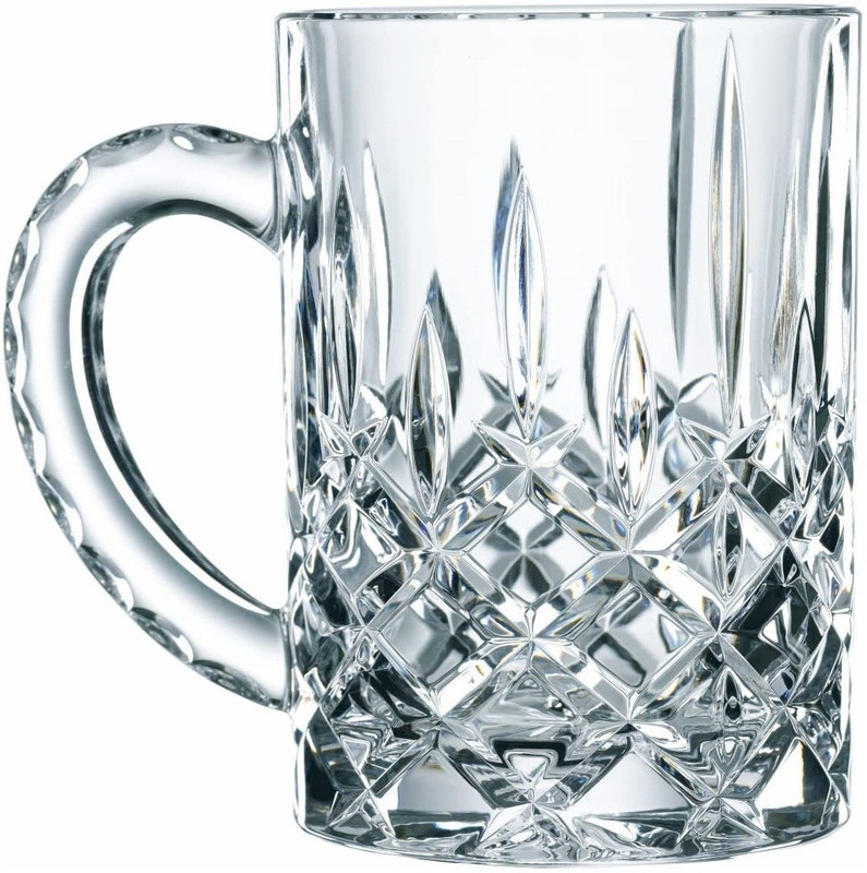 SAMJU Italian Premium Crystal Cut Glass Beer Mug For Hot & Cold Drinks (Pack of 1) Glass Beer Glass(400 ml, Glass, Clear)