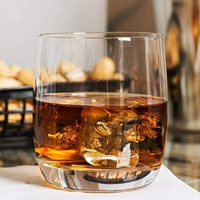 Adhunyk (Pack of 2) Whisky Glass Set, Rotating Scotch Bourbon Glass, Crystal Rocks Glasses for Gift Glass Set Whisky Glass(280 ml, Glass, Clear)