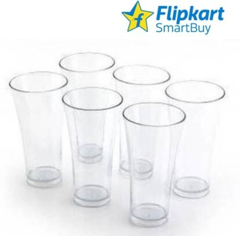 Flipkart SmartBuy (Pack of 6) Unbreakable Plastic Platinum Glass For Water and Juice Glass Set Water/Juice Glass(300 ml, Plastic, White)