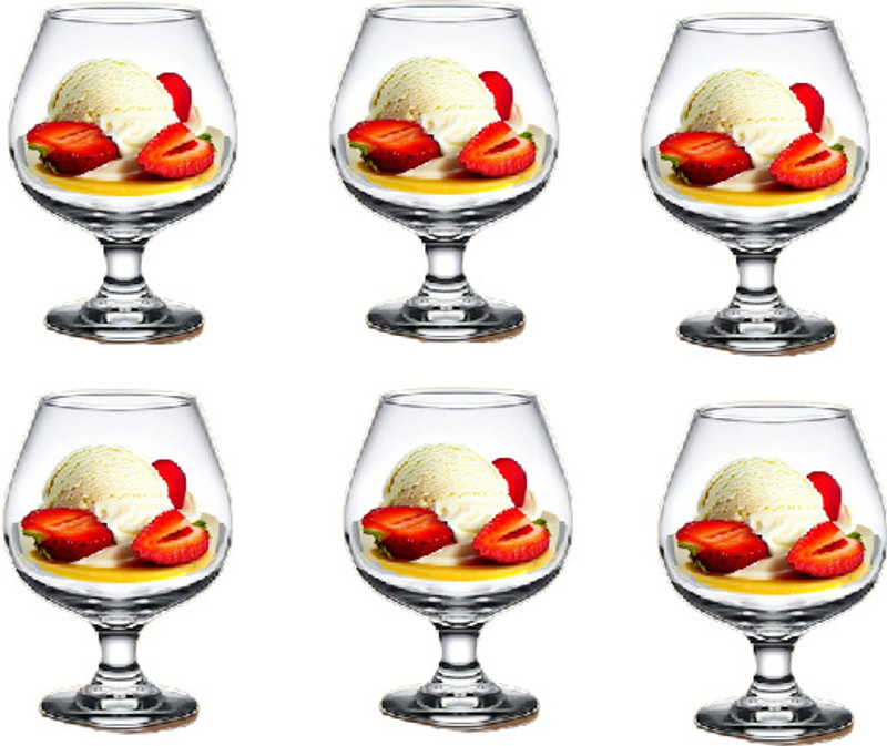 miRim (Pack of 6) Classy Brandy/Dessert Glass for Dessert, Fruit Salad, Pudding, Ice Cream Glass Set Wine Glass(175 ml, Glass, Clear)