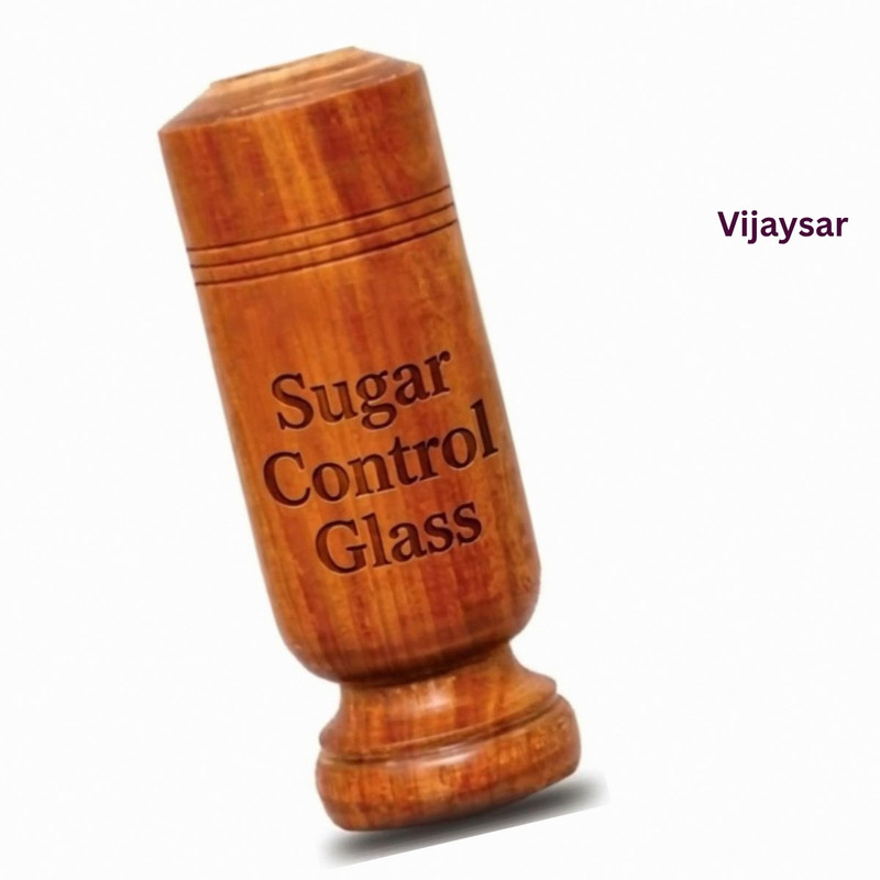 VIJYASAR Sugar Control Glass | Sugar Support Glass | Intensive Natural Wellness Routine Glass Water/Juice Glass(100 ml, Wood, Brown)