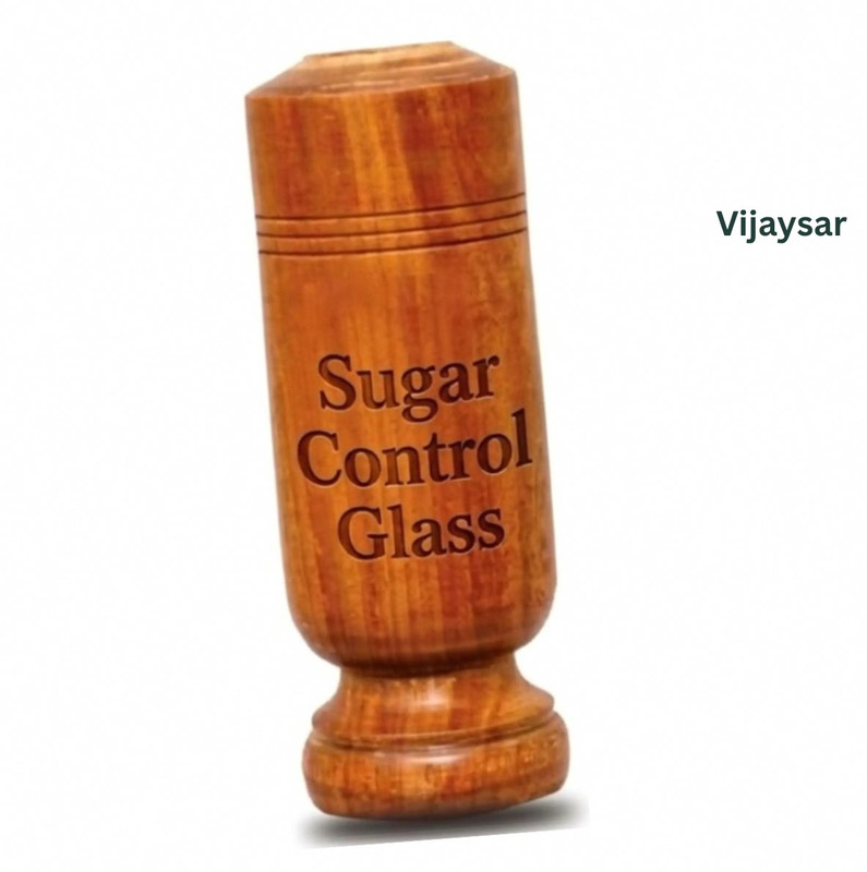 Vijaysar Wooden Glass | Sugar Wooden Bottle | Expert Recommended Diabetes Control Glass Glass Water/Juice Glass(100 ml, Wood, Brown)
