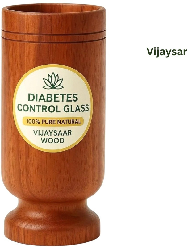 VIJYASAR Herbal Diabetes Tumbler | Ultra Comfort Vijaysar Glass Daily Use Edition - Glass Water/Juice Glass(100 ml, Wood, Brown)