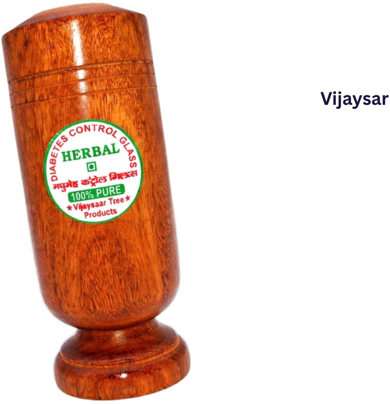 VIJYASAR Sugar Balance Wooden Water Glass | Signature Herbal Wooden Glass Wellness Glass Water/Juice Glass(100 ml, Wood, Brown)