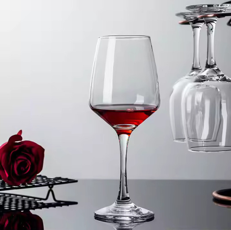 MOBHADA (Pack of 6) Stylish Curve Red & White Wine Brandy Glass Elegant Bar Glassware for Champagne Glass Wine Glass(360 ml, Glass, White)